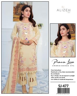 3 Pcs Women's Unstitched Embroidered Suit