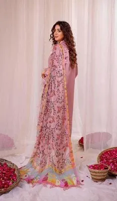 Pink Embroidered Lawn 3Pcs Set for Women thumbnail 6