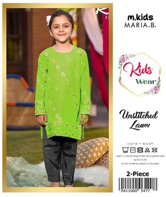 2 Pcs Girl's Lawn Embroidered Unstitched Suit