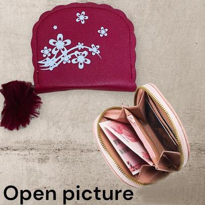 Women's Leather Printed Zipper Wallet