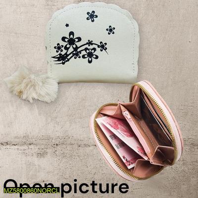 Women's Leather Printed Zipper Wallet