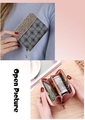 Women's Leather Printed Zipper Wallet