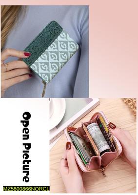 Women's Leather Printed Zipper Wallet