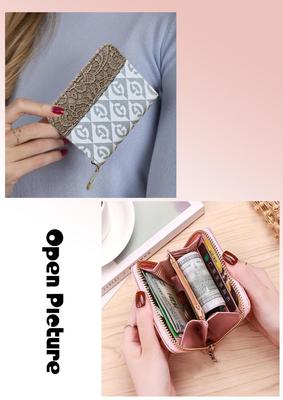 Women's Leather Printed Zipper Wallet