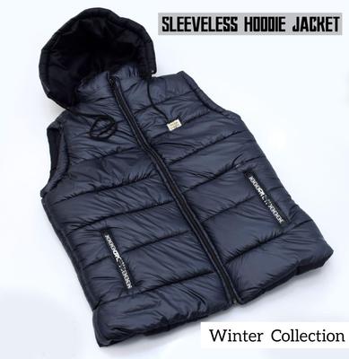 Men's Hooded Neck Sleeveless Jacket - 1 Pc