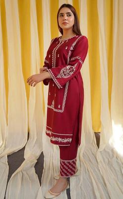 2 Pcs Women's Unstitched Embroidered Suit