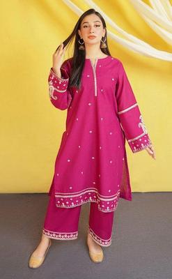 2 Pcs Women's Unstitched Embroidered Suit