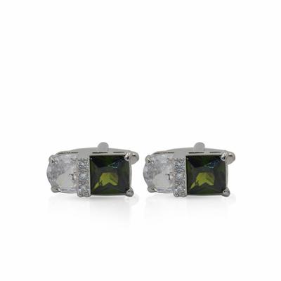 Cufflers Designer Square Crystal Cufflinks CU-4027-B 