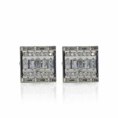 Cufflers Designer White Crystal Box Cufflinks CU-4028