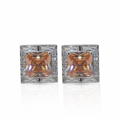Cufflers Designer Cufflinks with Peach Stone Accent CU-4029 + Free Gift Box
