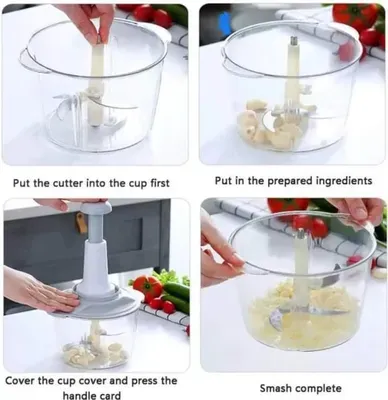 2L Manual Food Chopper Gray ABS thumbnail 6