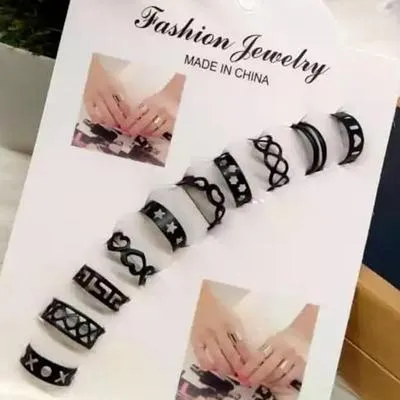 10 Pcs Adjustable Multiple Design Rings Set, 1 Pack