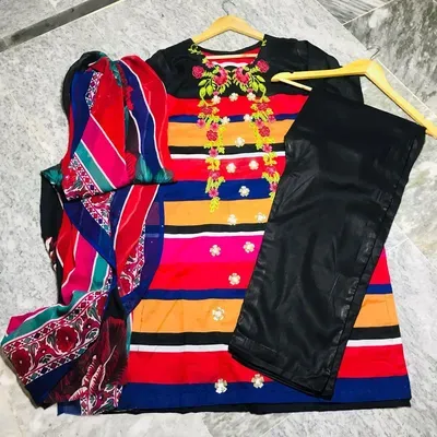 3 Pcs Women's Stitched Lawn Printed Suit thumbnail 2