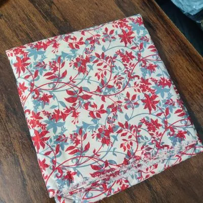 Unstitched Printed Lawn Suit Red Grey Floral Eid Wear thumbnail 2