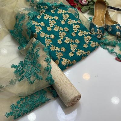 3 Pcs Women's Unstitched Embroidered Suit
