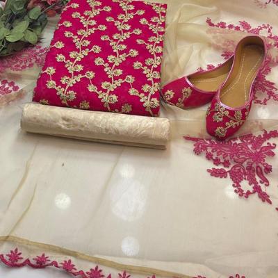 3 Pcs Women's Unstitched Embroidered Suit