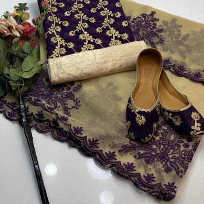 3 Pcs Women's Unstitched Embroidered Suit