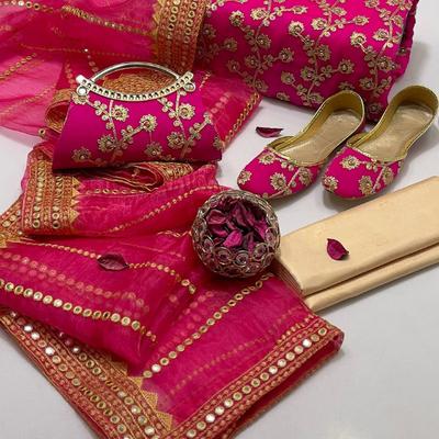 3 Pcs Women's Unstitched Embroidered Suit