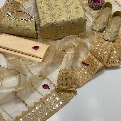 3 Pcs Women's Unstitched Embroidered Suit