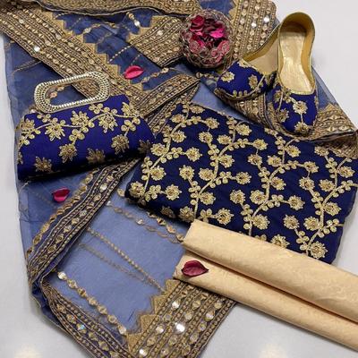 3 Pcs Women's Unstitched Embroidered Suit