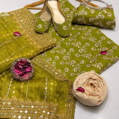 3 Pcs Women's Unstitched Embroidered Suit