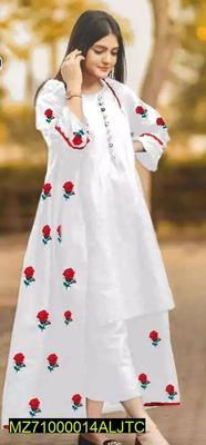 3 Pcs Women's Stitched Fancy Katan Silk Embroidered Gown