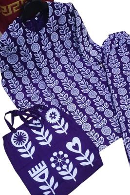 2 Pcs Women's Stitched Linen Printed Shirt And Trouser thumbnail 3
