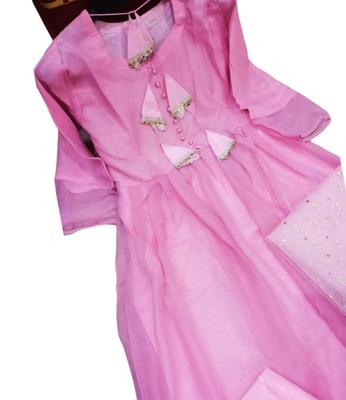 3 Pcs Women's Stitched Chiffon Plain Maxi Suit thumbnail 4
