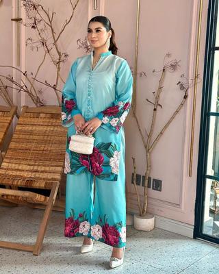 Stylish Women's Stitched Shirt and Trouser Set - Printed - 2 Pcs