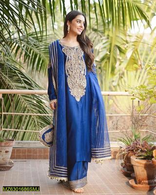 3 Pcs Women's Unstitched Cotton Embroidered Suit