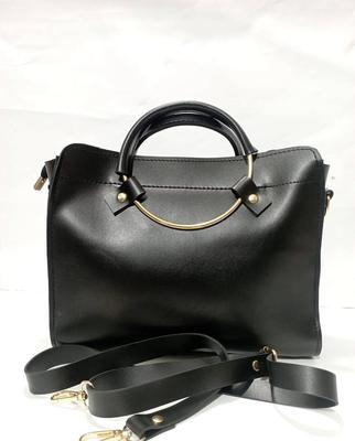 Women's PU Leather Plain Double Ring Handle Shoulder Bag