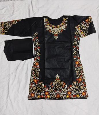 2 Pcs Women's Stitched  Cotton Lawn Embroidered Shirt And Trouser
