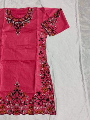 2 Pcs Women's Stitched  Cotton Lawn Embroidered Shirt And Trouser