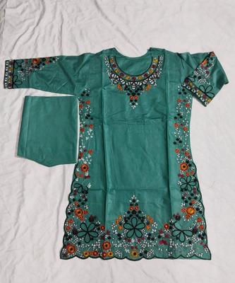 2 Pcs Women's Stitched  Cotton Lawn Embroidered Shirt And Trouser