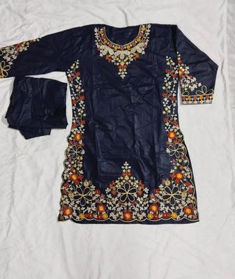 2 Pcs Women's Stitched  Cotton Lawn Embroidered Shirt And Trouser