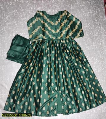 2 Pcs Women's Stitched Shamoz Silk Embroiderd Maxi