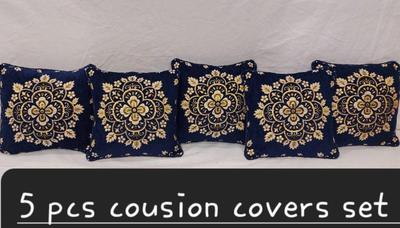 5 Pcs Velvet Jacquard Printed Cushion Cover -