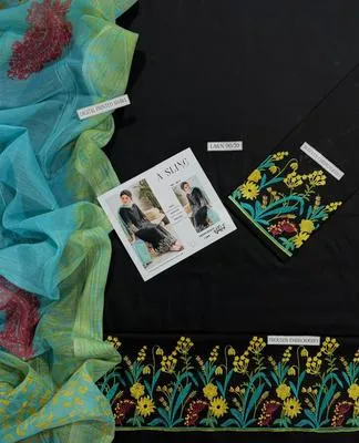 3 Pcs Women's Unstitched Embroidered Suit thumbnail 3