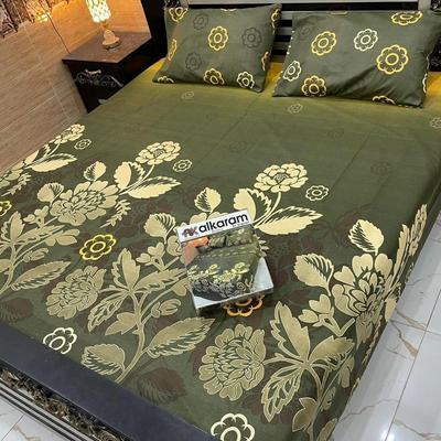 3 Pcs Printed Double Bed Sheets