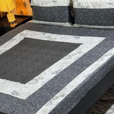 3 Pcs Cotton Sotton Patchwork Double Bedsheet