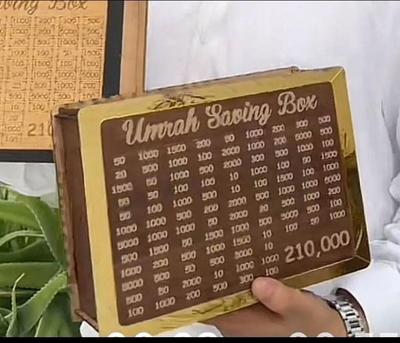 1 x Wooden Umrah Saving Box - Perfect for Your Sacred Savings