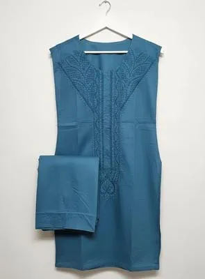 Men’s Unstitched Cotton Embroidered Suit