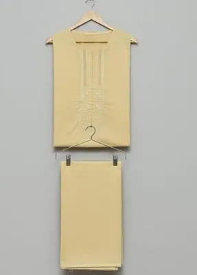 Men’s Unstitched Cotton Embroidered Suit