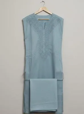 Men’s Unstitched Cotton Embroidered Suit