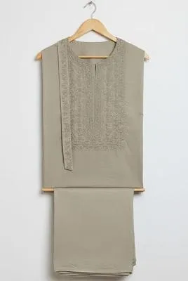 Men’s Unstitched Cotton Embroidered Suit