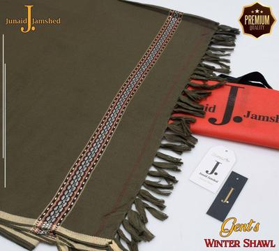 Luxurious Embroidered Green Wool Shawl - 1 Piece