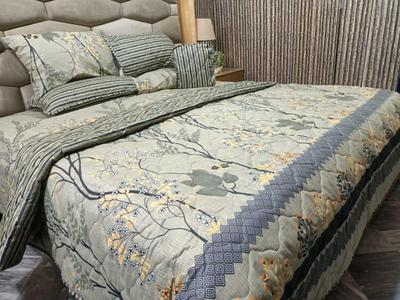 7 Pcs Cotton Printed Double Bed Comforter Set