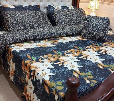 7 Pcs Cotton Printed Double Bed Comforter Set