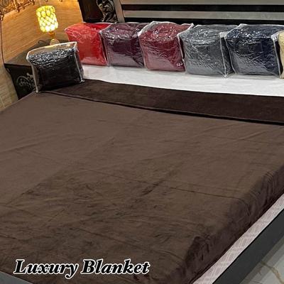 Cozy Fleece Blanket for Double Bed - Plain Brown - 1 Pc