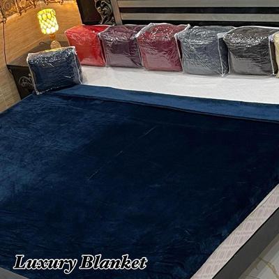 Cozy Fleece Blanket for Double Bed - 1 Pc Plain Blue